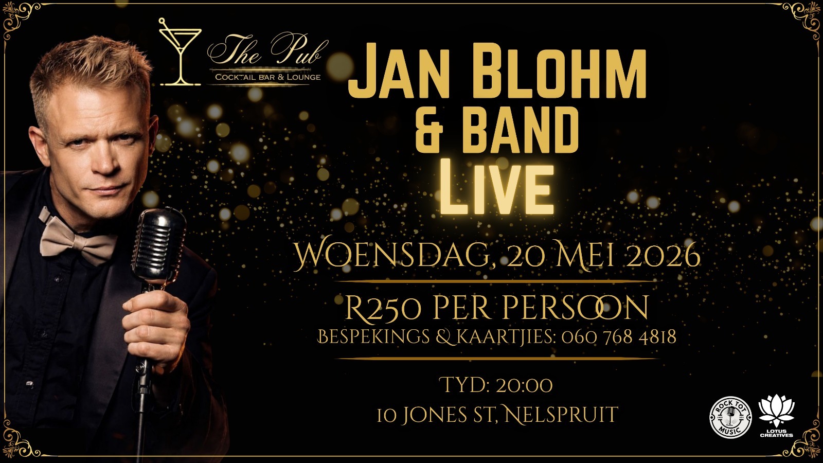 Jan Blohm and band live at The Pub Cocktail bar and lounge Nelspruit